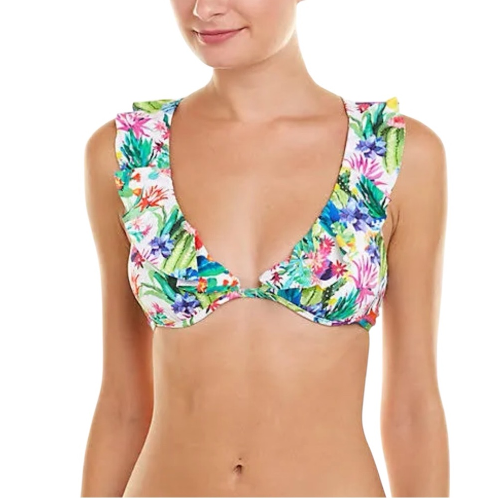Nanette Lepore Cactus Heartbreaker Ruffle Bikini Top - Picture 10 of 11